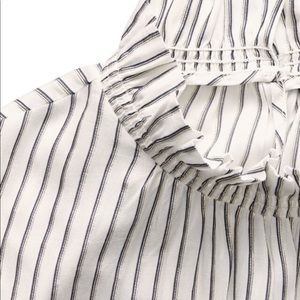 Banana Republic Metallic Stripe Ruffle-Neck Top